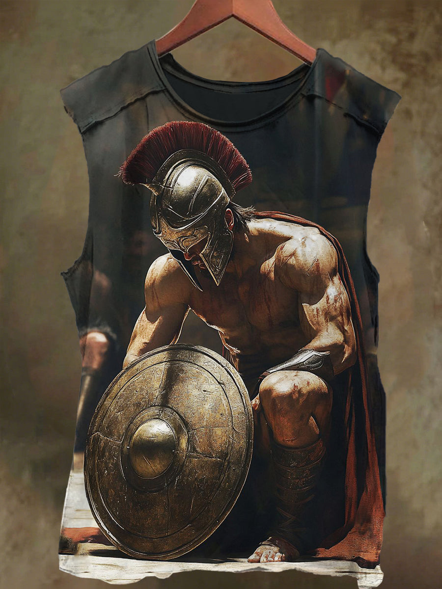 Unisex Gladiator Print Casual Cotton Tank Top