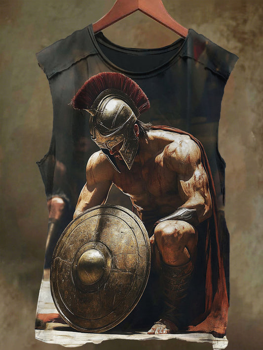 Unisex Gladiator Print Casual Cotton Tank Top