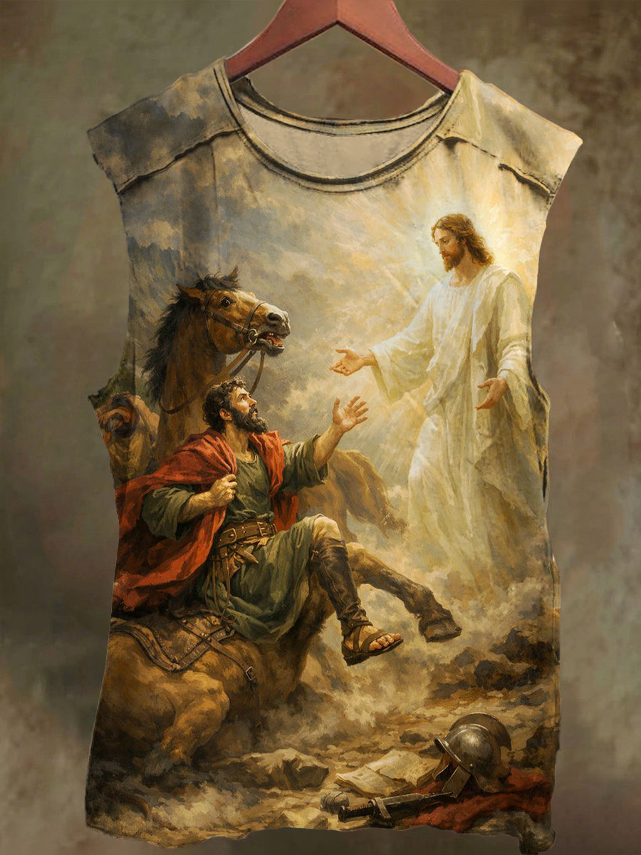 Unisex Jesus and Paul Print Casual Cotton Tank Top