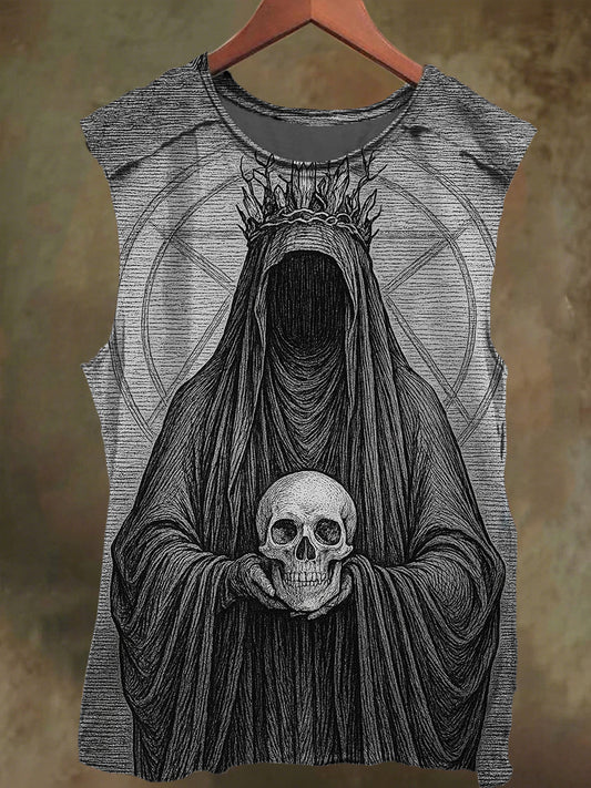Unisex Dark Skull Print Casual Cotton Tank Top