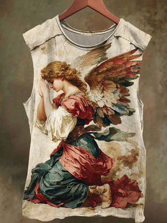 Unisex Fantasy Angel Print Casual Cotton Tank Top
