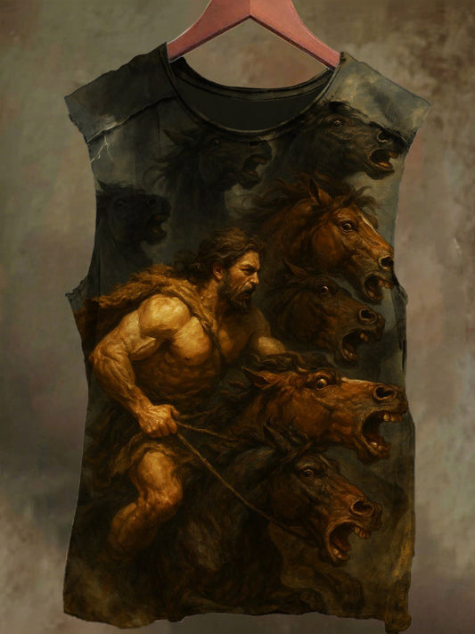 Unisex Hercules' War Print Casual Cotton Tank Top