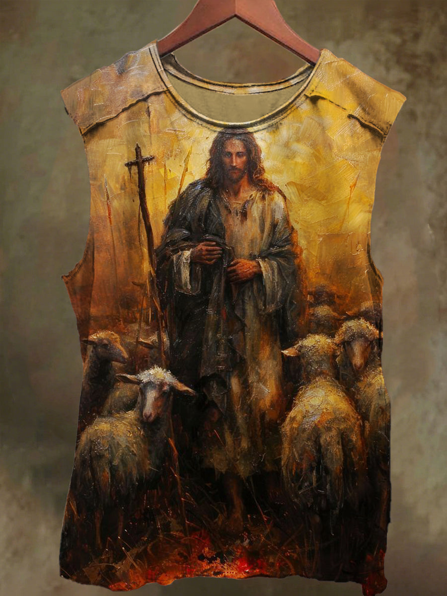 Unisex Jesus and the Flock Print Casual Cotton Tank Top