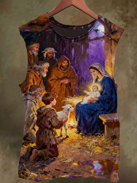 Unisex Jesus Print Casual Cotton Tank Top