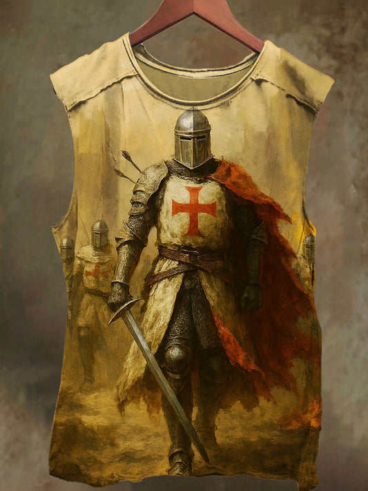 Unisex Crusader Print Casual Cotton Tank Top