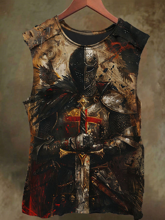 Unisex Crusader's Sword Print Casual Cotton Tank Top