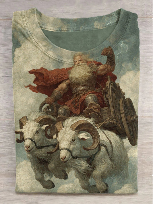 Hercules and His Ride Printed Crew Neck Short Sleeve T-Shirt