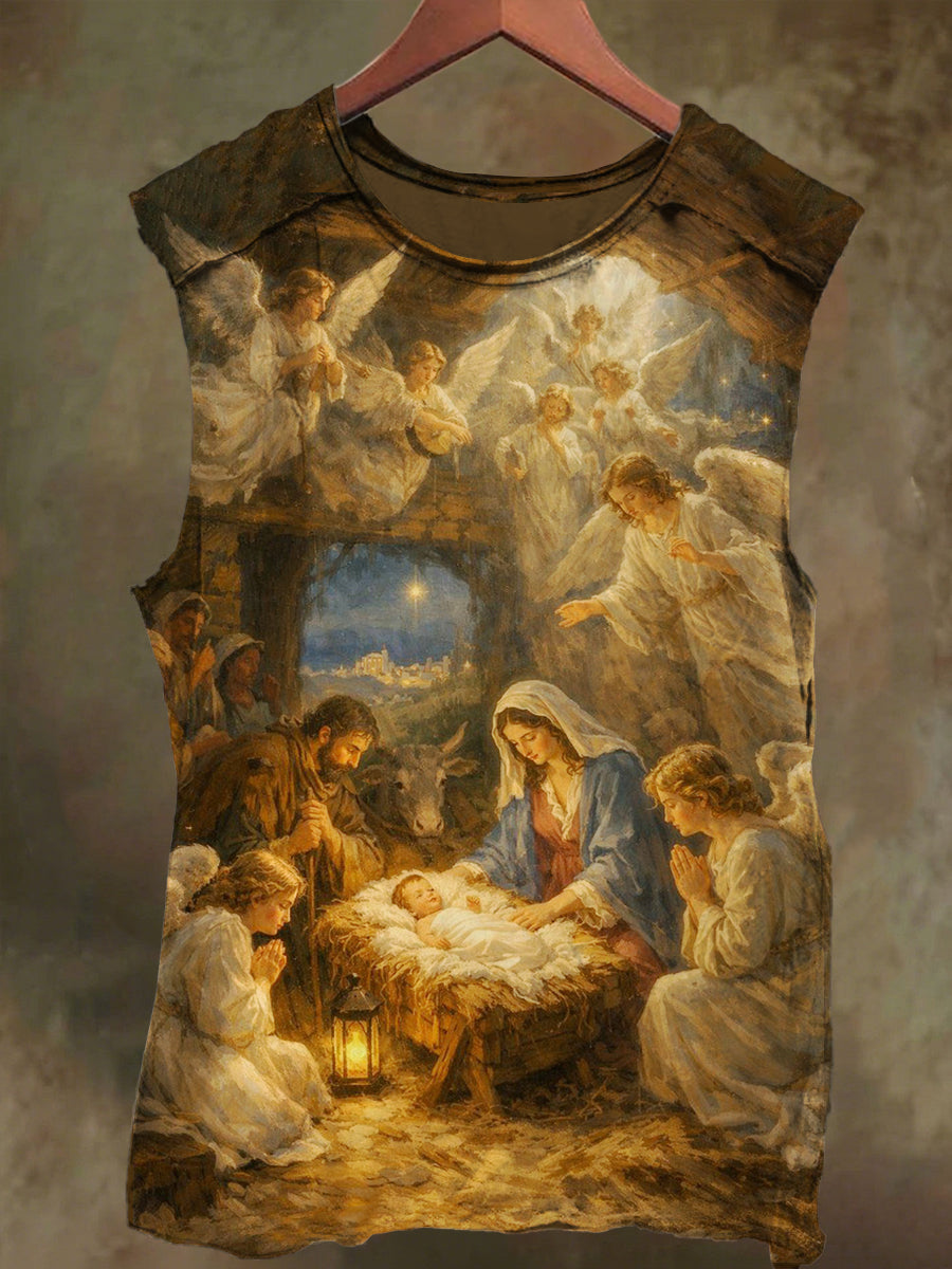 Unisex Nativity Print Casual Cotton Tank Top