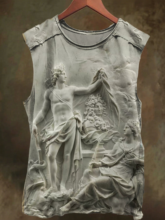 Unisex God of Health Louis XIV Print Casual Cotton Tank Top