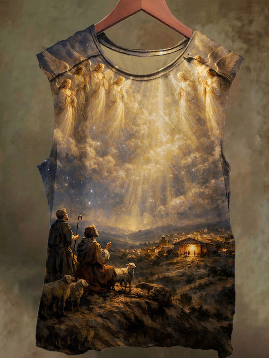 Unisex Village in the Sacred Light Print Casual Cotton Tank Top