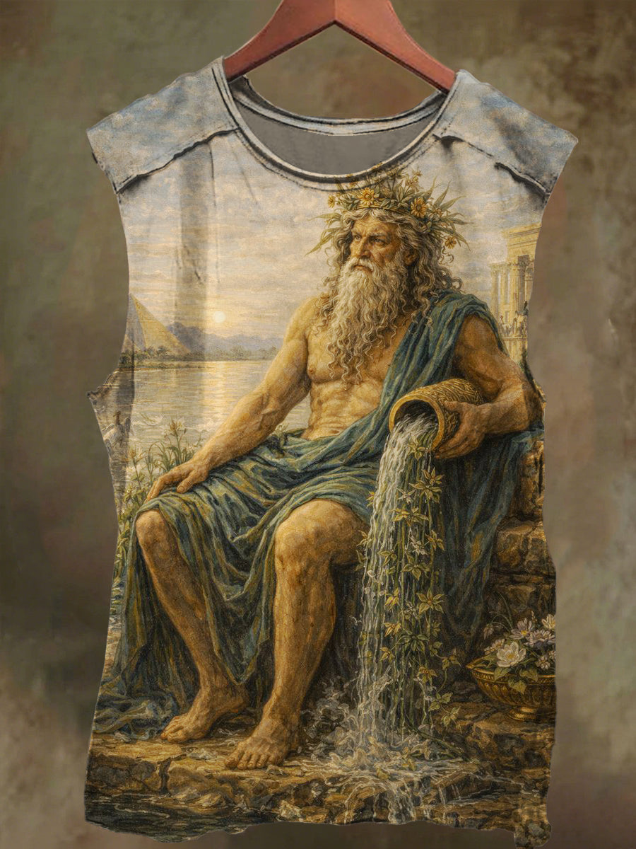 Unisex God of Nereus Printed Casual Cotton Tank Top