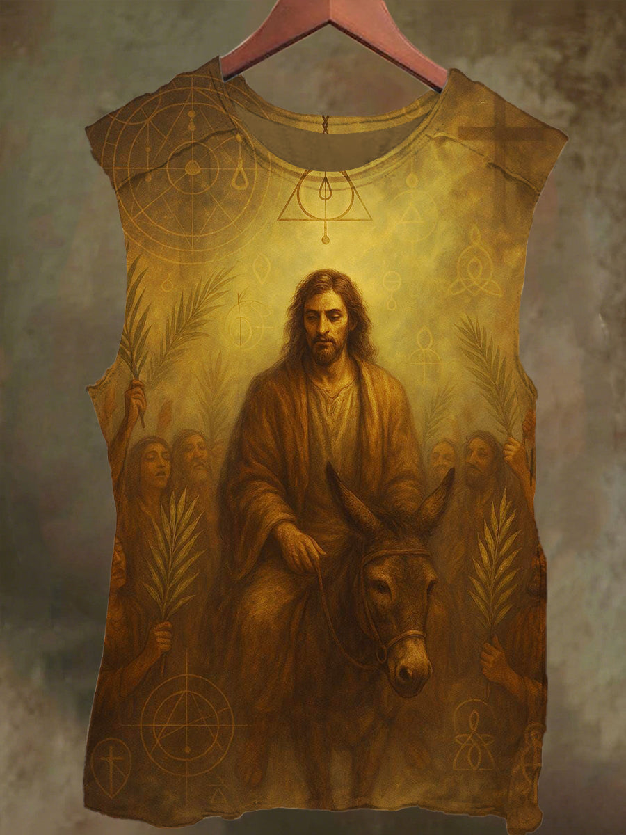 Unisex Faith and Family Print Casual Cotton Tank Top