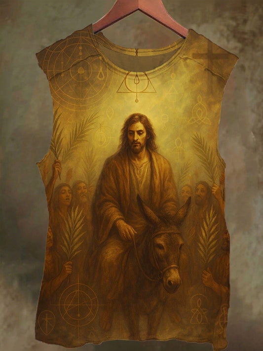 Unisex Faith and Family Print Casual Cotton Tank Top