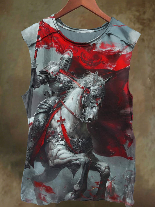 Unisex Crusader Flag Print Casual Cotton Tank Top