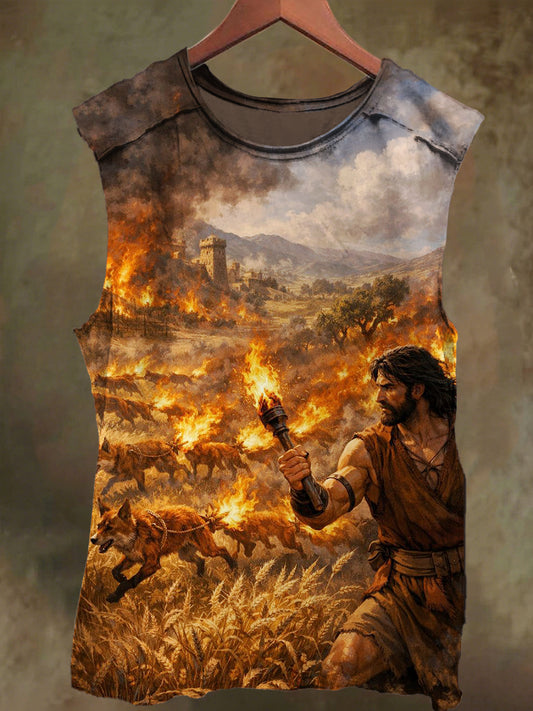 Unisex Samson's Fox Action Print Casual Cotton Tank Top