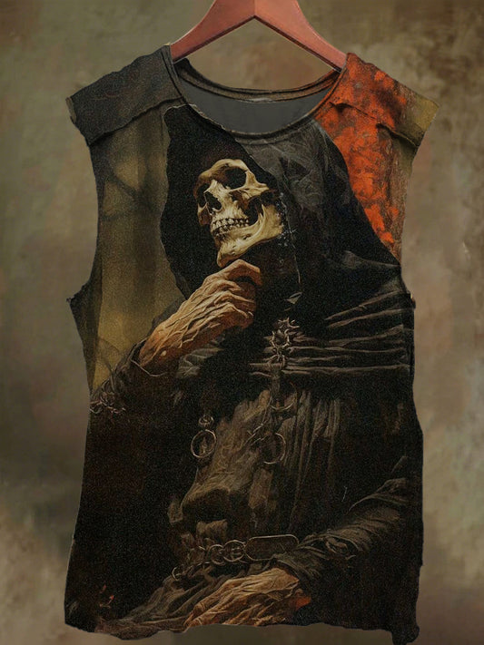 Unisex Skull Print Casual Cotton Tank Top