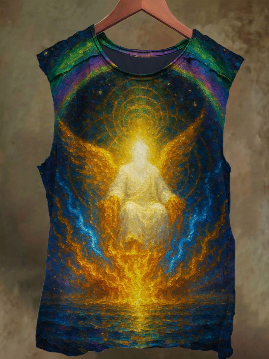 Unisex Universe God Print Casual Cotton Tank Top