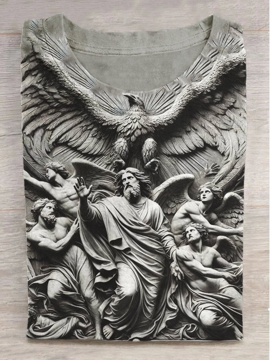 Embossed Art Print Short Sleeve T-Shirt