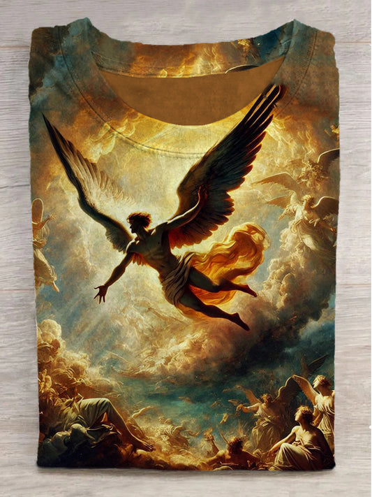 Fallen Angel Printed Crew Neck Short Sleeve T-Shirt