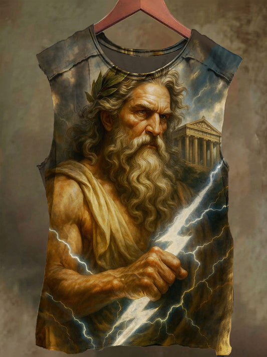 Unisex Zeus Print Casual Cotton Tank Top