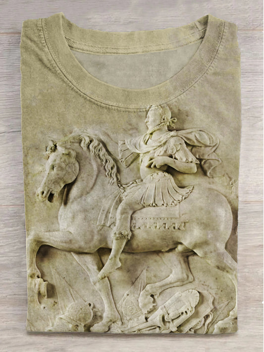 Embossed Charlie IX Printed Crew Neck Short Sleeve T-Shirt