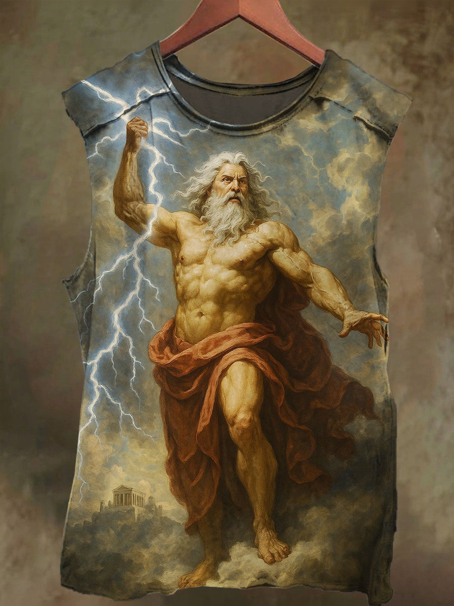 Unisex Thunder God Print Casual Cotton Tank Top