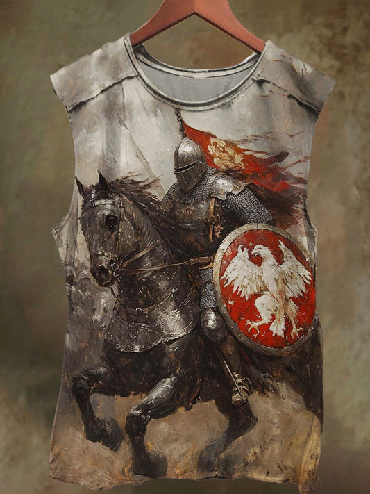 Unisex Crusader Knight Print Casual Cotton Tank Top