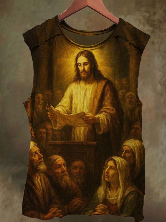 Unisex Jesus and Believers Print Casual Cotton Tank Top