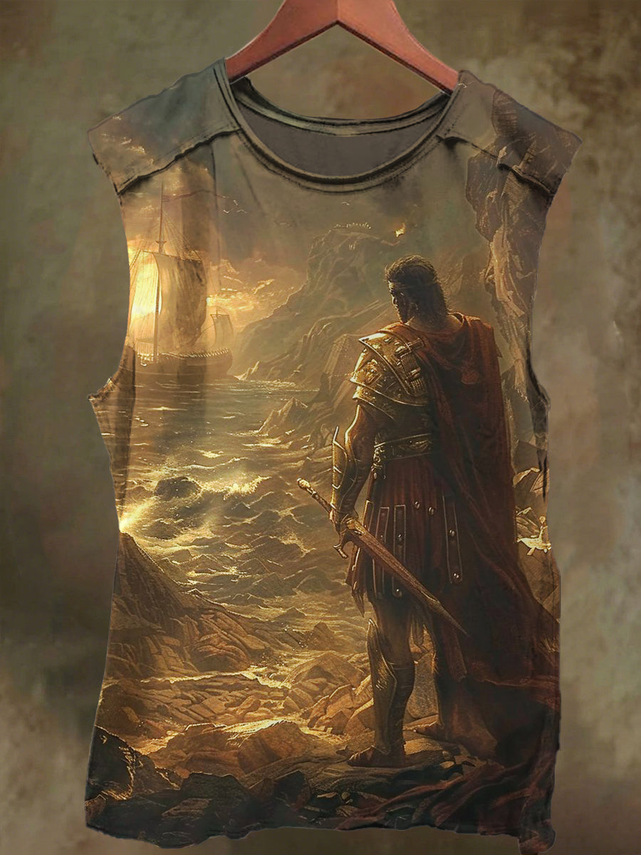 Unisex Knight Print Casual Cotton Tank Top