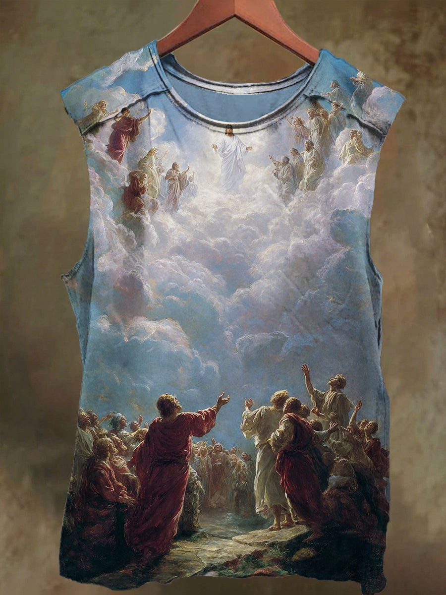 Unisex God Jesus Heaven Print Casual Cotton Tank Top