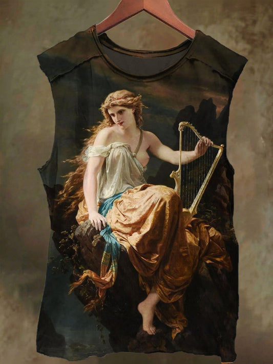 Unisex Goddess Statue Print Casual Cotton Tank Top