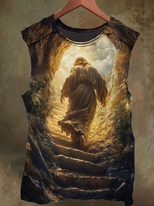 Unisex Jesus Back Print Casual Cotton Tank Top