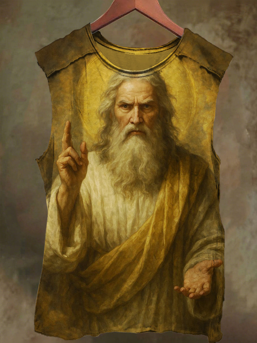 Unisex Old Man in the Holy Light Print Casual Cotton Tank Top