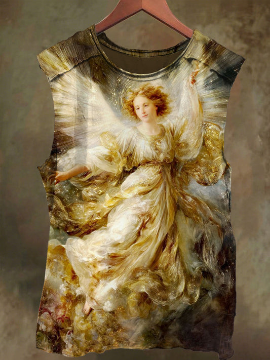 Unisex Golden Goddess Print Casual Cotton Tank Top