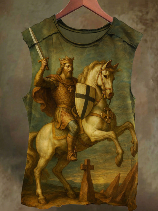 Unisex King of Brittany Print Casual Cotton Tank Top