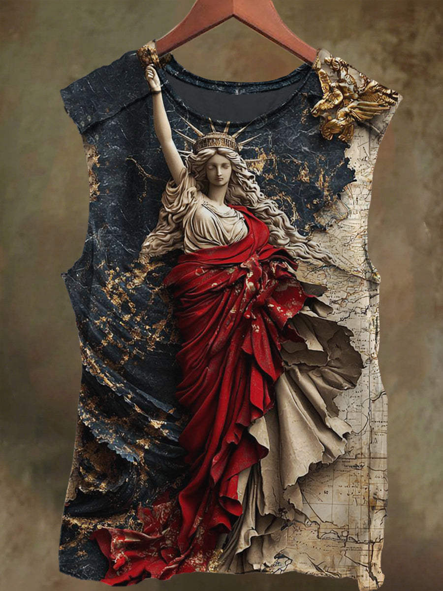 Unisex Goddess Athena Print Casual Cotton Tank Top