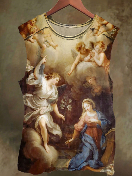 Unisex Mary Mother Gabriel Angel Print Casual Cotton Tank Top