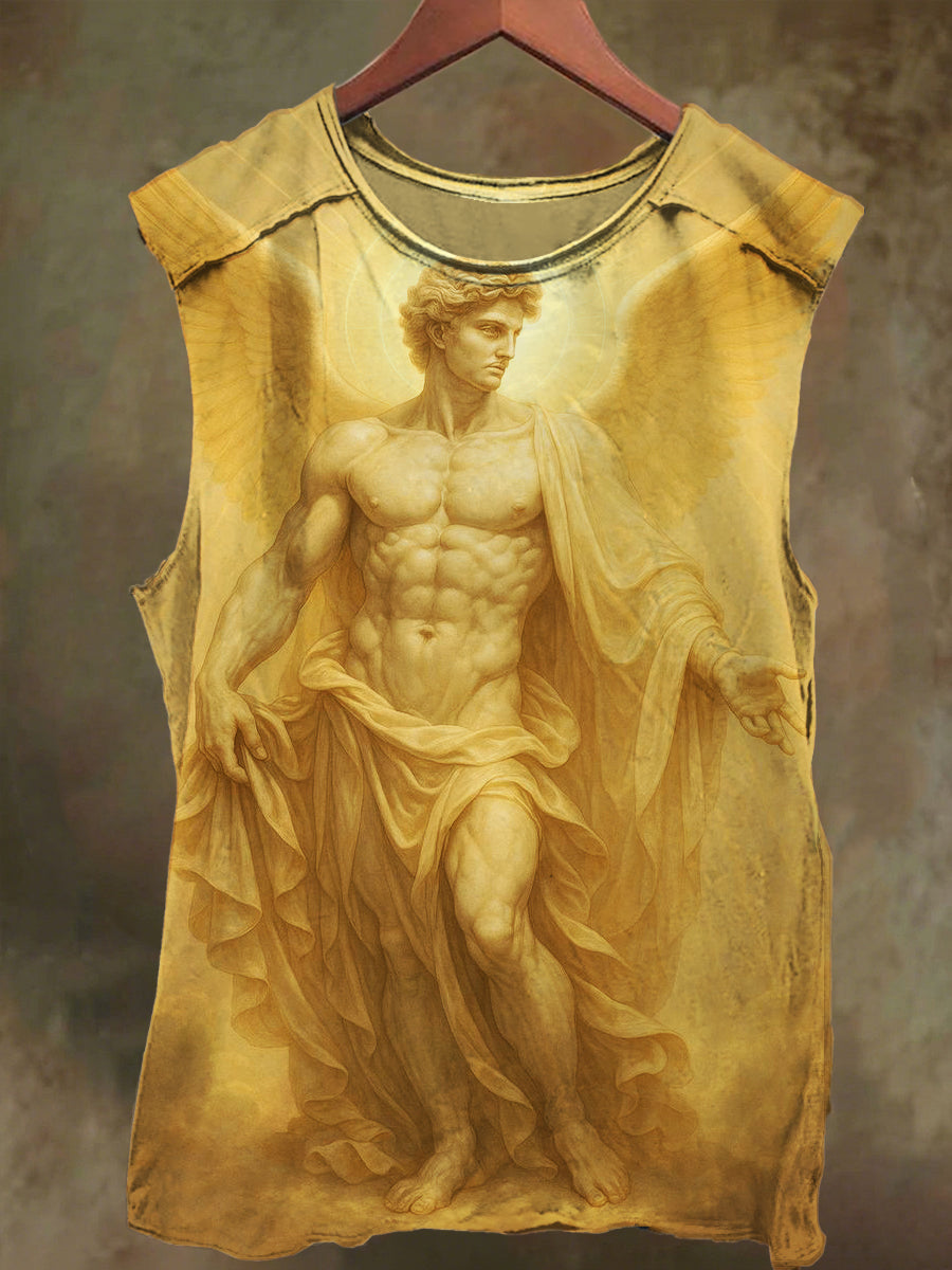 Unisex Sun God Print Casual Cotton Tank Top