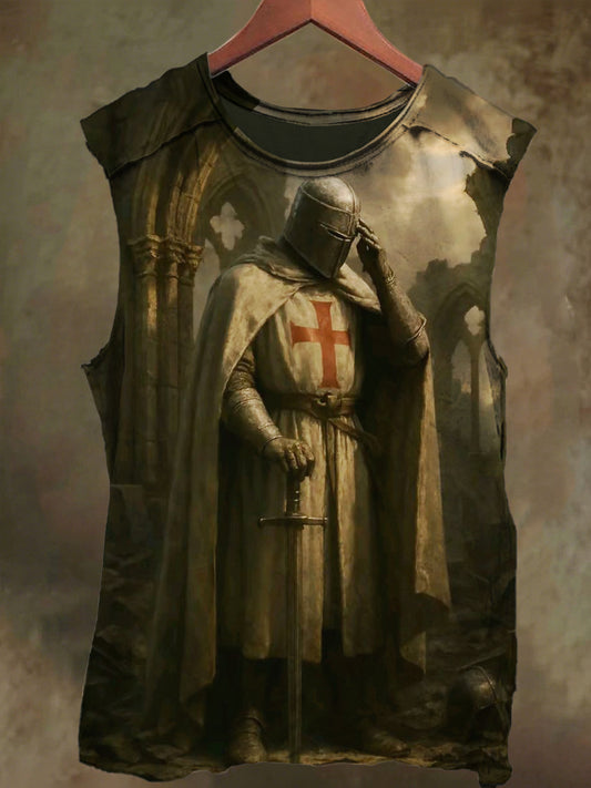 Unisex Crusader Print Casual Cotton Tank Top