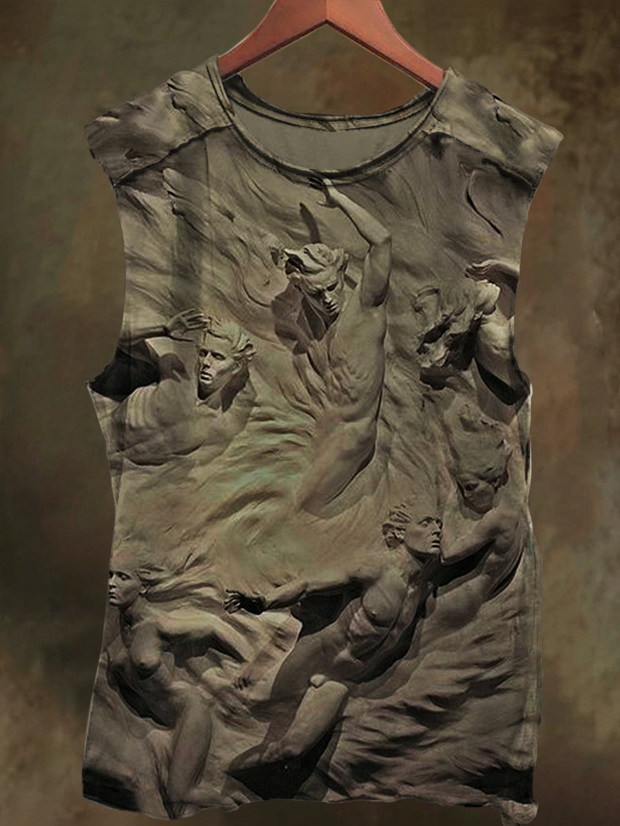 Unisex Embossed Idol Print Casual Cotton Tank Top