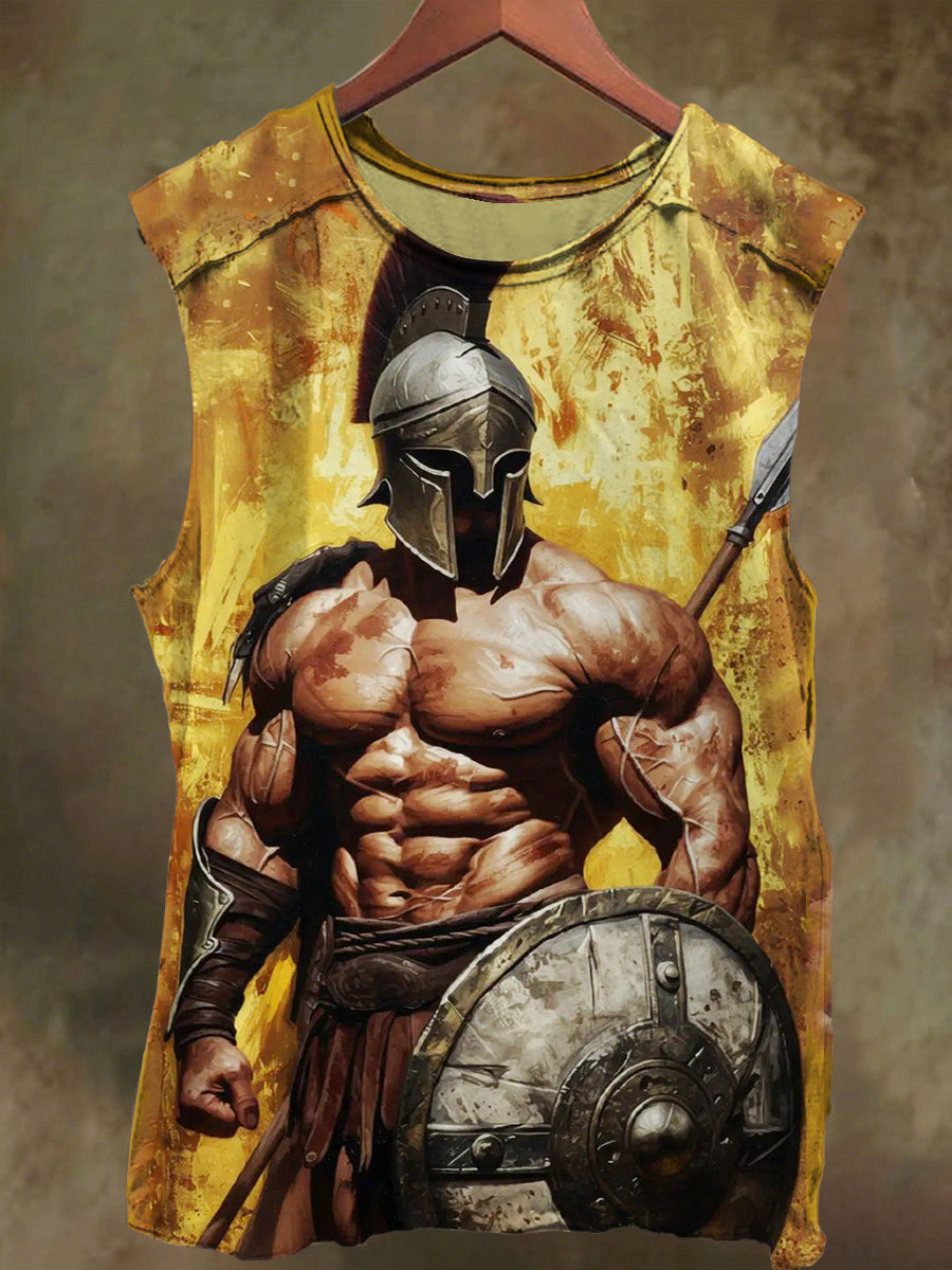 Unisex Gladiator Print Casual Cotton Tank Top