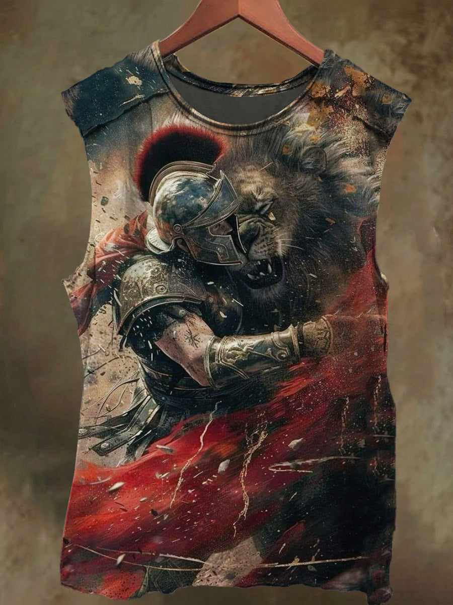 Unisex Duelist's Struggle Print Casual Cotton Tank Top