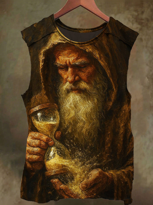 Unisex Wizard's Hourglass Print Casual Cotton Tank Top