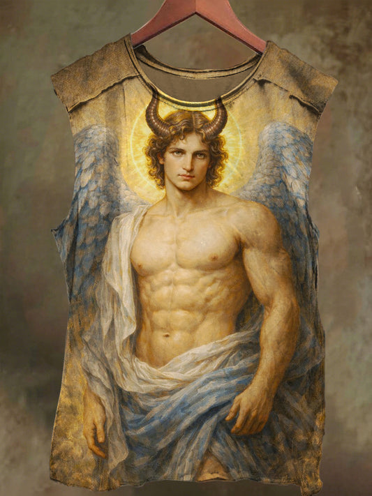 Unisex Fallen Angel Print Casual Cotton Tank Top