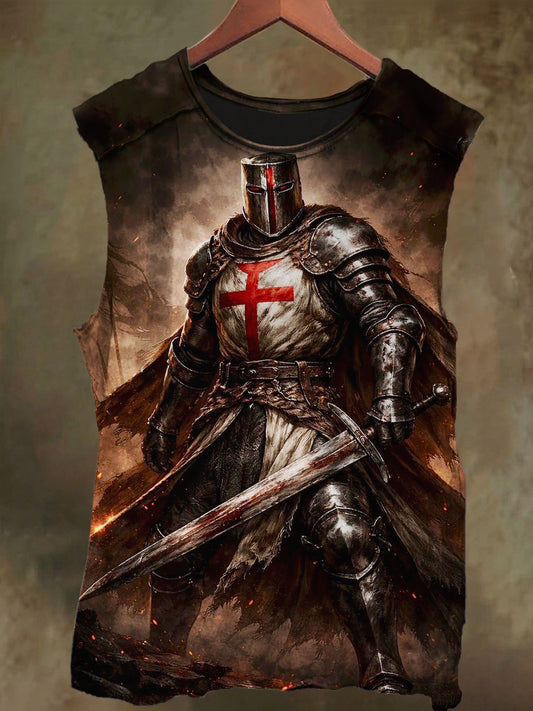 Unisex Crusader Print Casual Cotton Tank Top
