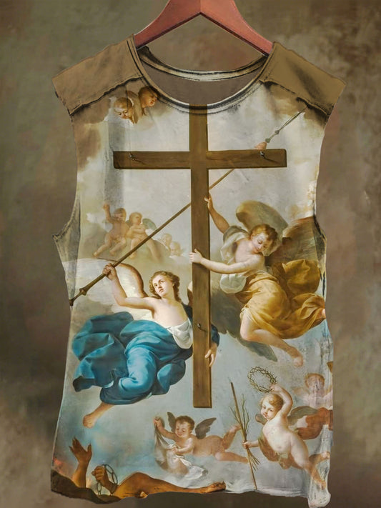 Unisex Heaven's Cross Print Casual Cotton Tank Top