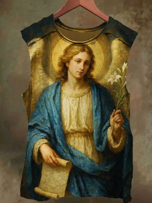 Unisex Junior Angel Print Casual Cotton Tank Top