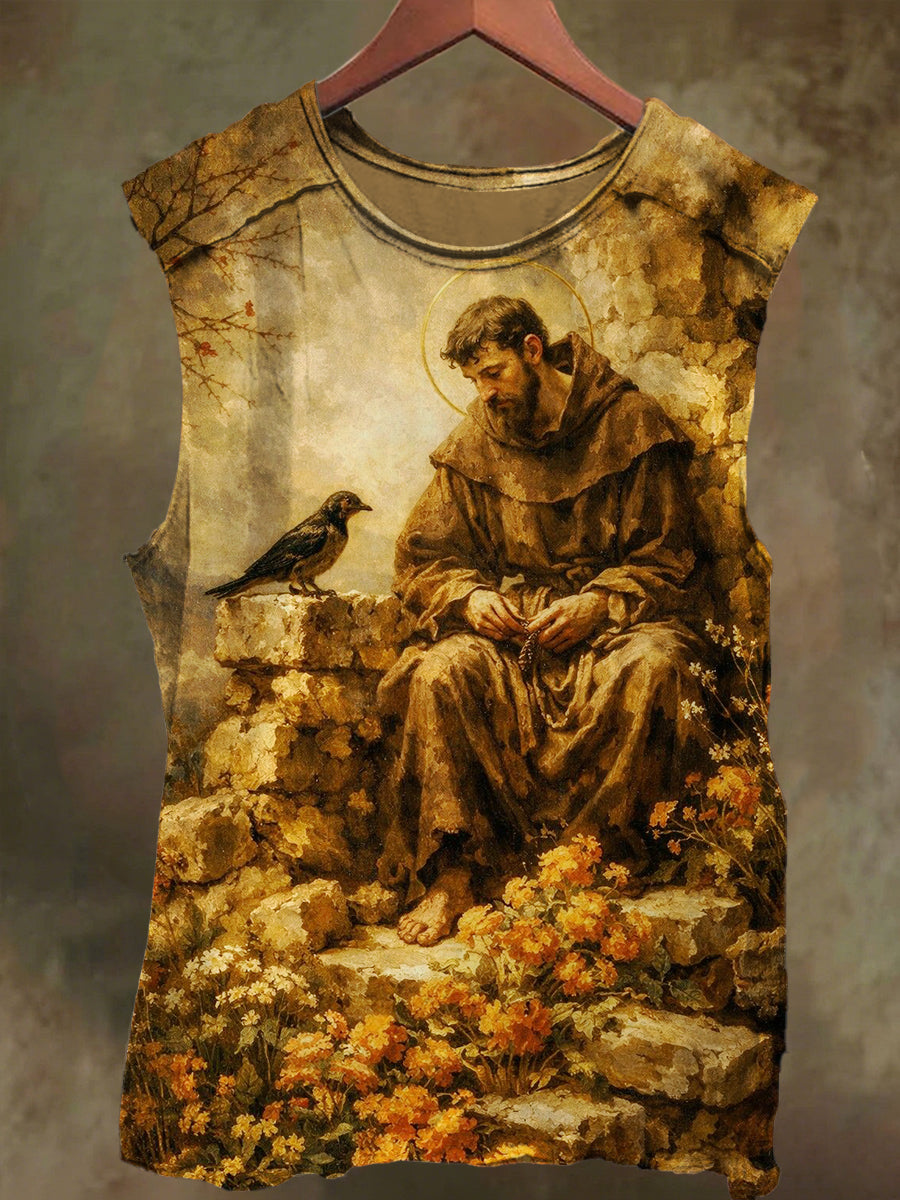 Unisex Gods and Crows Print Casual Cotton Tank Top