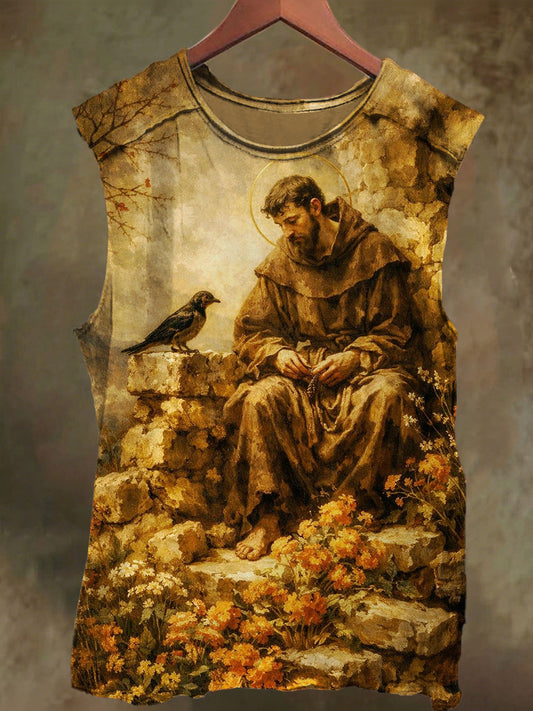 Unisex Gods and Crows Print Casual Cotton Tank Top