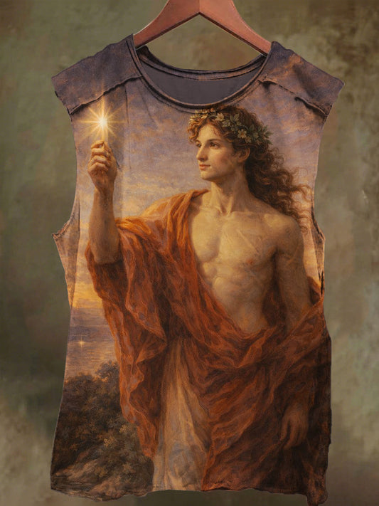 Unisex Wreath Teenage Gods Print Casual Cotton Tank Top